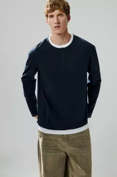 Лонгслив двуслойный с застежкой на груди