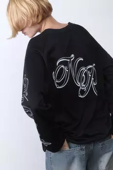 Лонгслив-джерси oversize с принтом