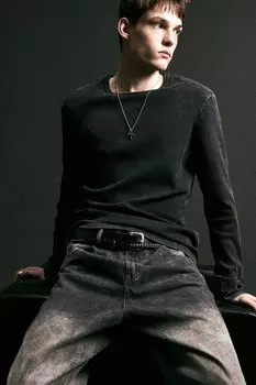 Лонгслив хлопковый облегающий в рубчик