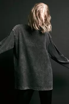 Лонгслив хлопковый с декором из страз