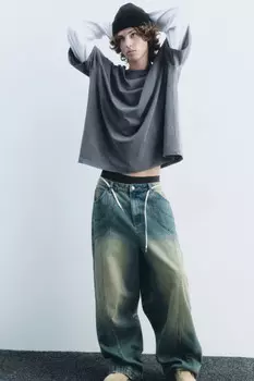 Лонгслив хлопковый с двойными рукавами