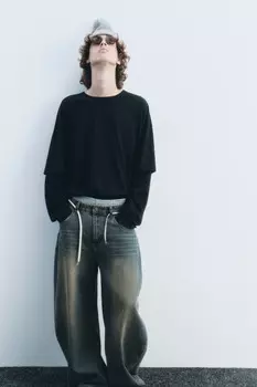 Лонгслив хлопковый с двойными рукавами