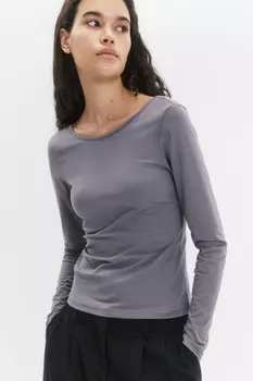 Лонгслив хлопковый с открытой спиной