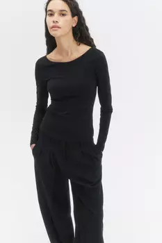 Лонгслив хлопковый с открытой спиной