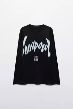 Лонгслив хлопковый с принтом