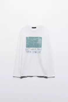 Лонгслив хлопковый с принтом