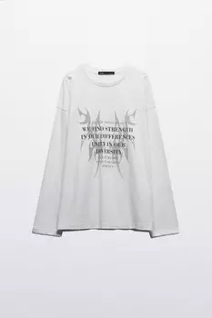 Лонгслив хлопковый с принтом