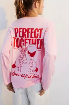 Лонгслив хлопковый с принтом