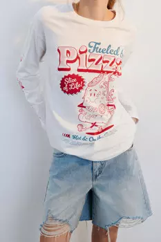 Лонгслив хлопковый с принтом