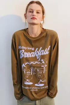 Лонгслив хлопковый с принтом