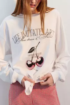 Лонгслив хлопковый с принтом