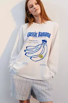 Лонгслив хлопковый с принтом