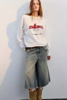 Лонгслив хлопковый с принтом