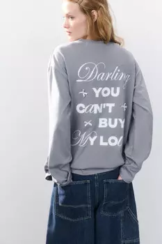 Лонгслив хлопковый с принтом