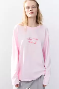 Лонгслив хлопковый с принтом