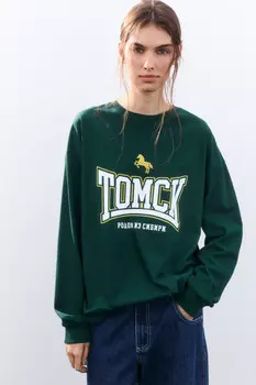 Лонгслив хлопковый с принтом