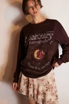 Лонгслив хлопковый с принтом