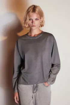 Лонгслив хлопковый с вареным эффектом