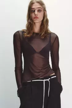 Лонгслив из сетки асимметричный