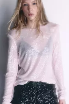 Лонгслив из сетки с пайетками