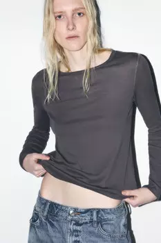 Лонгслив из тонкого хлопкового трикотажа