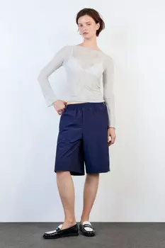 Лонгслив из трикотажной сетки со стразами