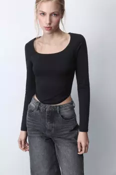 Лонгслив-корсет трикотажный с вырезом-каре