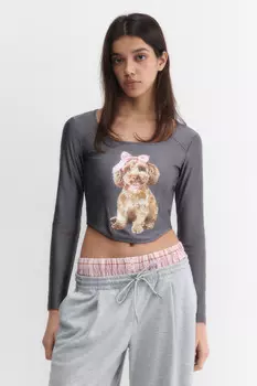 Лонгслив-корсет укороченный с принтом