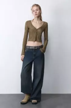 Лонгслив кружевной на пуговицах