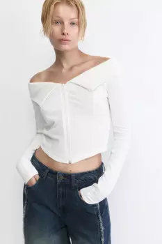 Лонгслив на молнии с открытыми плечами