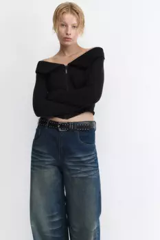 Лонгслив на молнии с открытыми плечами