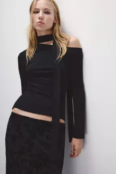 Лонгслив на одно плечо с шарфом