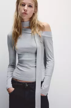 Лонгслив на одно плечо с шарфом