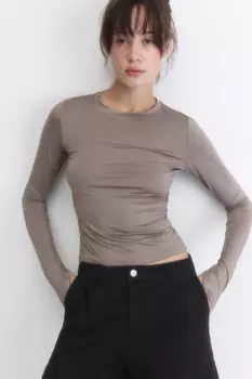 Лонгслив облегающий из гладкого трикотажа