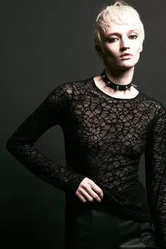 Лонгслив облегающий из сетки с принтом