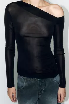 Лонгслив облегающий с открытым плечом