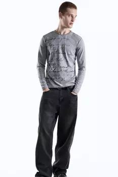 Лонгслив облегающий с принтом в стиле гранж