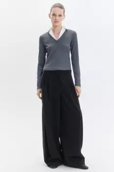 Лонгслив облегающий с рубашечным воротником