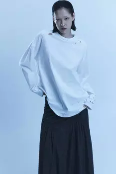 Лонгслив oversize хлопковый рваный