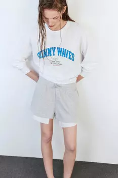 Лонгслив oversize хлопковый с принтом