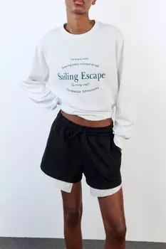 Лонгслив oversize хлопковый с принтом