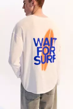 Лонгслив oversize хлопковый с принтом