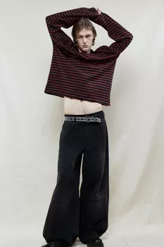 Лонгслив oversize хлопковый в полоску