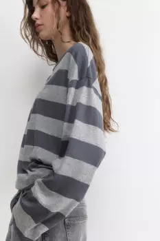 Лонгслив oversize хлопковый в полоску