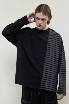Лонгслив oversize из двух тканей