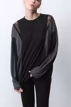 Лонгслив oversize с кружевными вставками