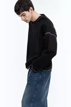 Лонгслив oversize с принтом-абстракцией