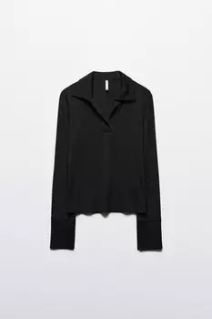 Лонгслив-поло облегающий с разрезами