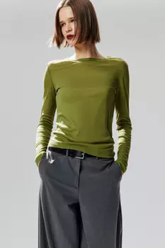 Лонгслив полупрозрачный в рубчик