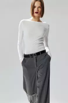 Лонгслив полупрозрачный в рубчик